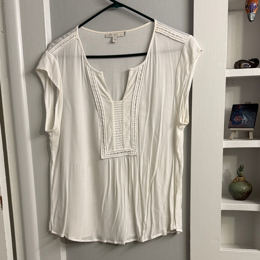 Women's Cream Blouse with Embroidered Accents